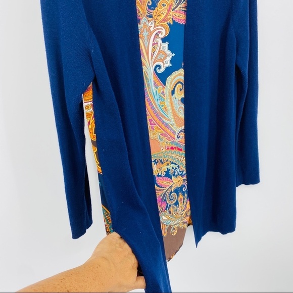 Chico’s Floral Paisley Long Sleeve Blue Cardigan - Picture 5 of 12